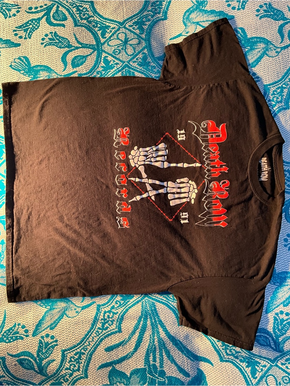 Death Row Records 1991 LA Skeleton Hands Graphic T-Shirt Black Men's Large